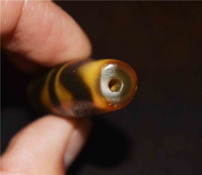 Real Ancient Himalayas Tiger Tooth Dzi Bead Amulet Water Wave Himalayas Zigzag Agate Gzi Pendant Charm