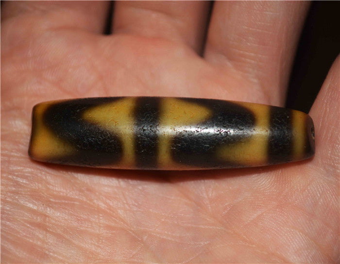 Real Ancient Himalayas Tiger Tooth Dzi Bead Amulet Water Wave Himalayas Zigzag Agate Gzi Pendant Charm