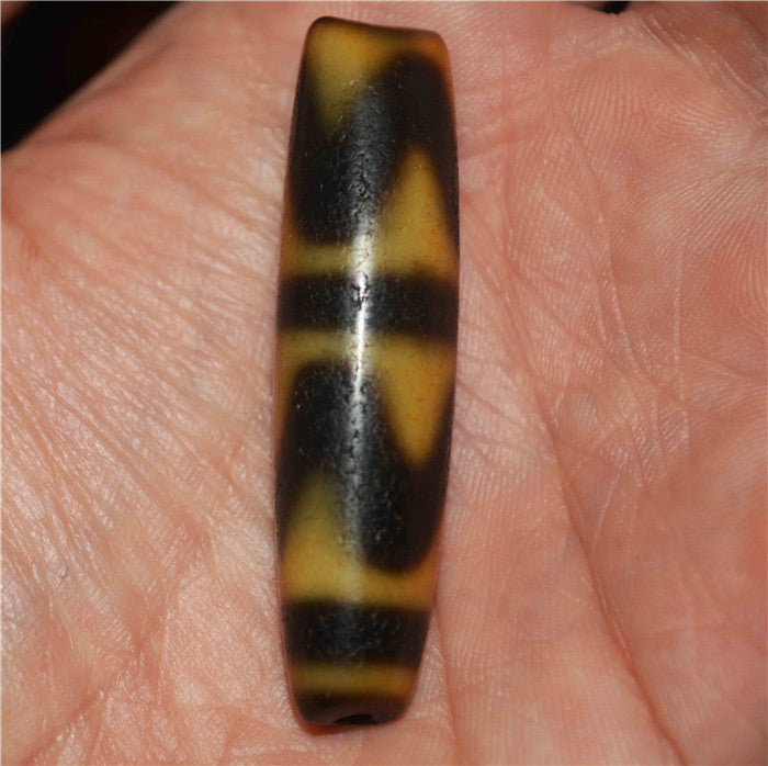 Real Ancient Himalayas Tiger Tooth Dzi Bead Amulet Water Wave Himalayas Zigzag Agate Gzi Pendant Charm