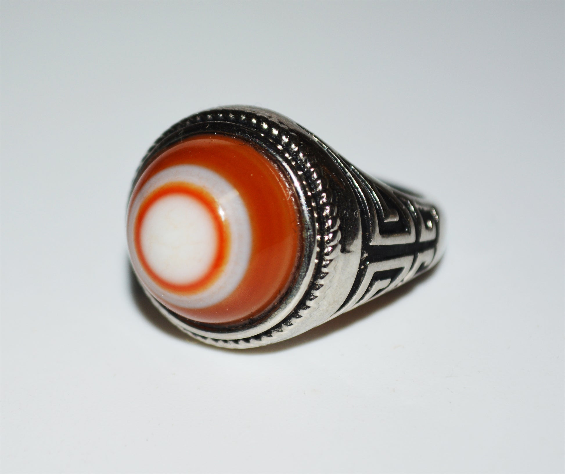 Real Antique Lukmik Eye Dzi Bead Ring Tibetan Old Medicine Agate Amulet Himalaya Genuine Banded Natural Luk Mik One Eyed Gzi Prayer Talisman