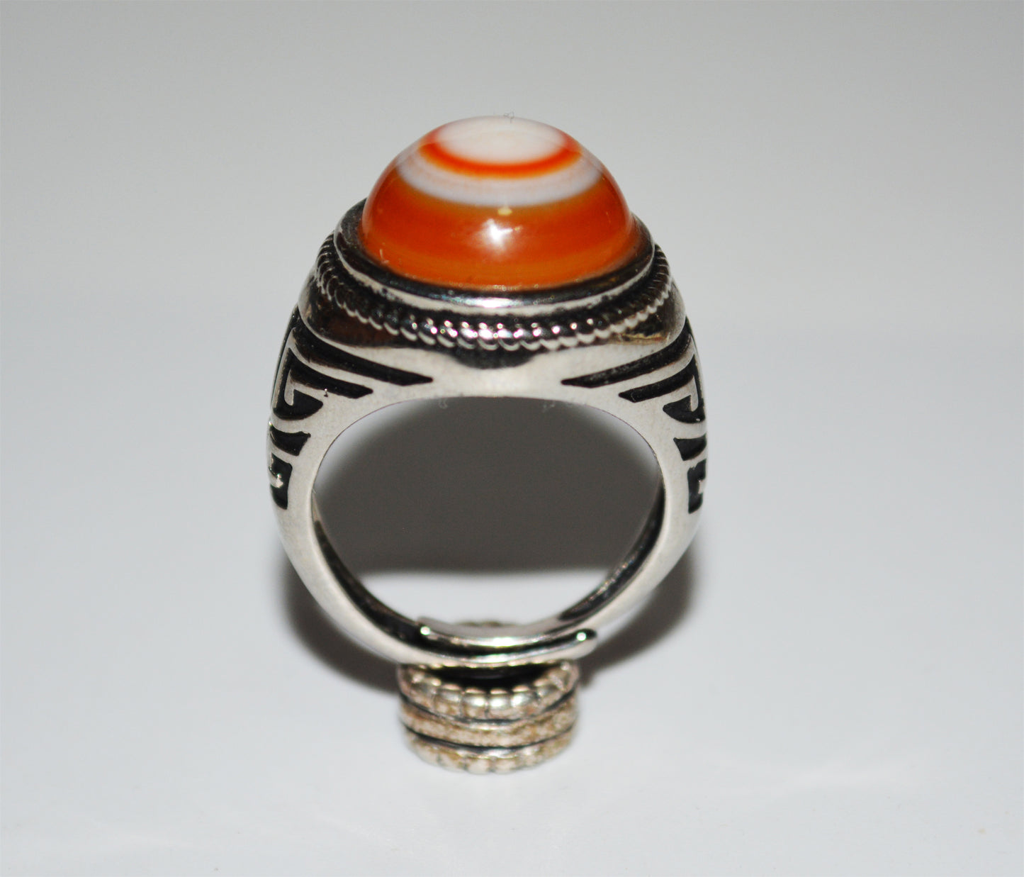 Real Antique Lukmik Eye Dzi Bead Ring Tibetan Old Medicine Agate Amulet Himalaya Genuine Banded Natural Luk Mik One Eyed Gzi Prayer Talisman