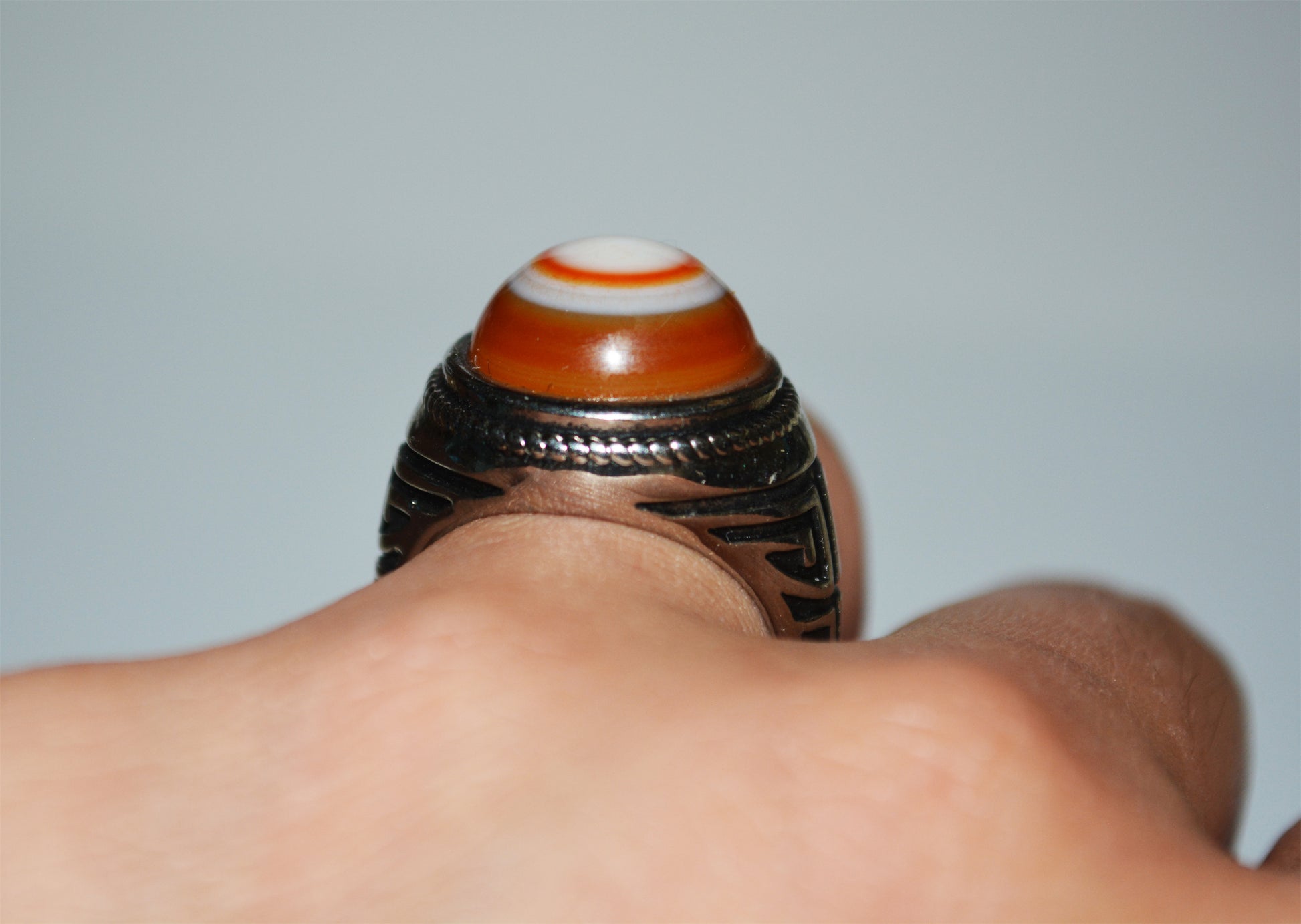 Real Antique Lukmik Eye Dzi Bead Ring Tibetan Old Medicine Agate Amulet Himalaya Genuine Banded Natural Luk Mik One Eyed Gzi Prayer Talisman