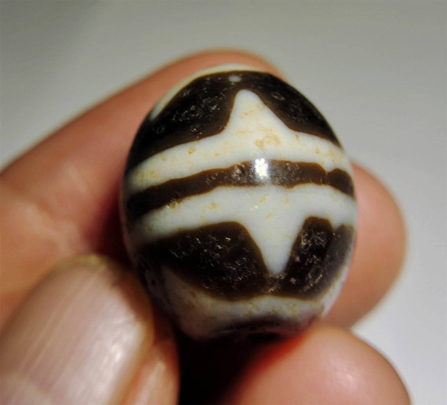 Real Ancient Tibetan Double Water Wave Dzi Bead Amulet Himalayas Genuine Zigzag Agate Tiger Tooth  Gzi Pendant Talisman