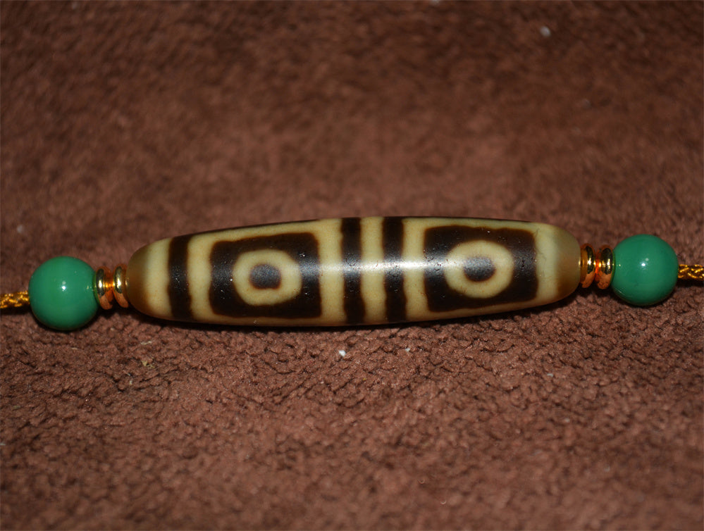 Real Ancient Tibetan Four Eyes Dzi Bead Amulet Himalaya Pure 4 Eyed Gzi Pendant Genuine Old Antique Agate Talisman Bracelet