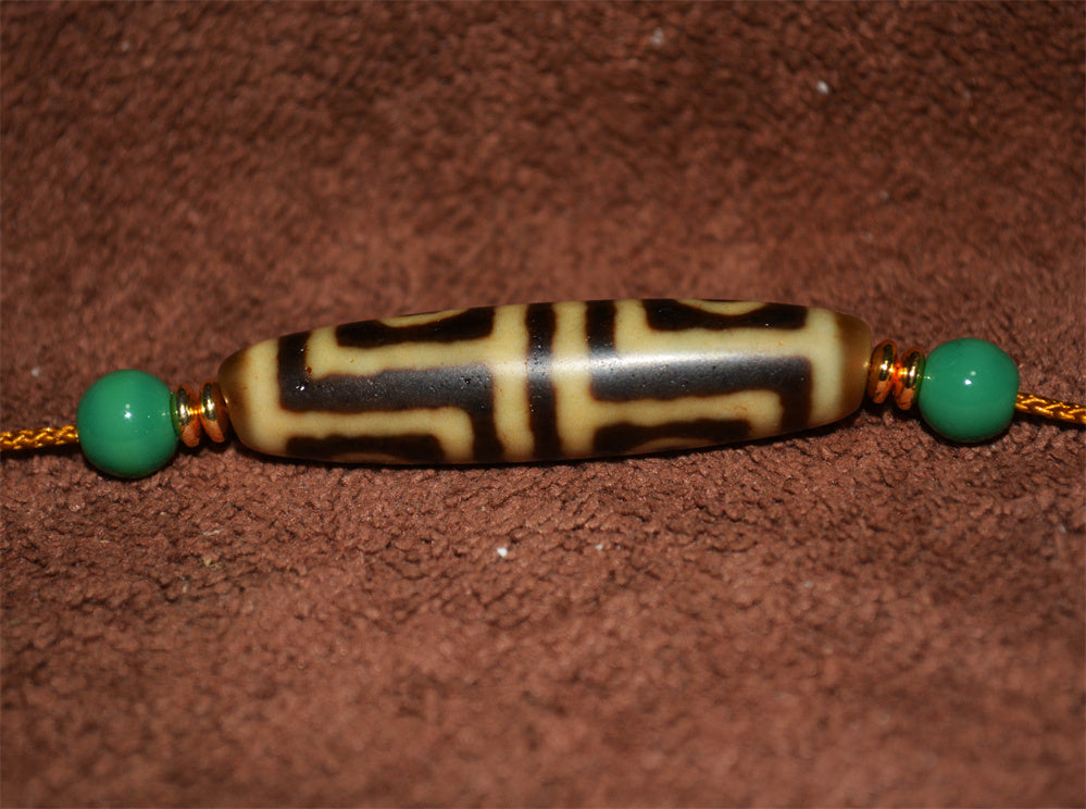Real Ancient Tibetan Four Eyes Dzi Bead Amulet Himalaya Pure 4 Eyed Gzi Pendant Genuine Old Antique Agate Talisman Bracelet