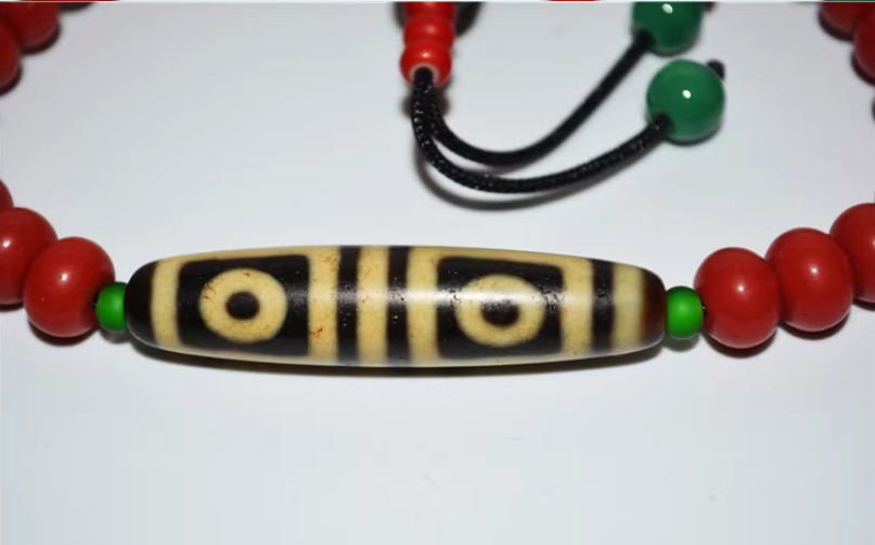 Real Ancient Tibetan Four Eyes Dzi Bead Amulet Himalayan Bracelet Pure 4 Eyed Gzi Pendant Genuine Old Antique Agate Talisman
