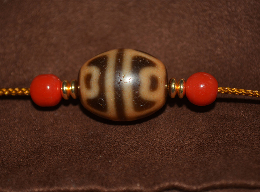 Real Ancient Tibetan Lotus Dzi Bead Amulet Himalaya Pure Gzi Pendant Genuine Old Antique Agate Talisman Bracelet