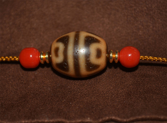 Real Ancient Tibetan Lotus Dzi Bead Amulet Himalaya Pure Gzi Pendant Genuine Old Antique Agate Talisman Bracelet