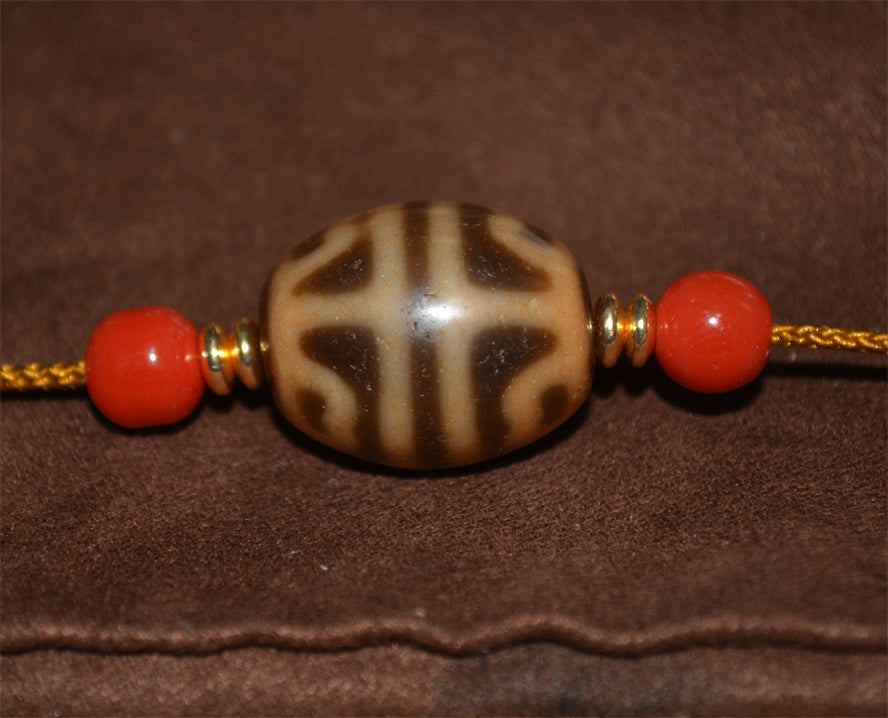 Real Ancient Tibetan Lotus Dzi Bead Amulet Himalaya Pure Gzi Pendant Genuine Old Antique Agate Talisman Bracelet