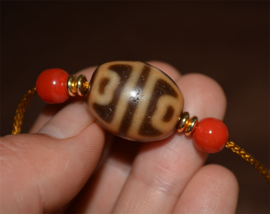 Real Ancient Tibetan Lotus Dzi Bead Amulet Himalaya Pure Gzi Pendant Genuine Old Antique Agate Talisman Bracelet