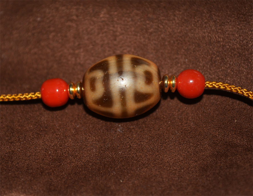 Real Ancient Tibetan Lotus Dzi Bead Amulet Himalaya Pure Gzi Pendant Genuine Old Antique Agate Talisman Bracelet