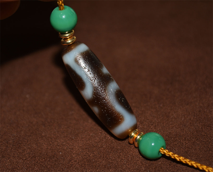 Real Ancient Tibetan Nectar Bottle Dzi Bead Amulet Himalaya Pure Baoping Gzi Pendant Genuine Old Antique Agate Talisman Bracelet