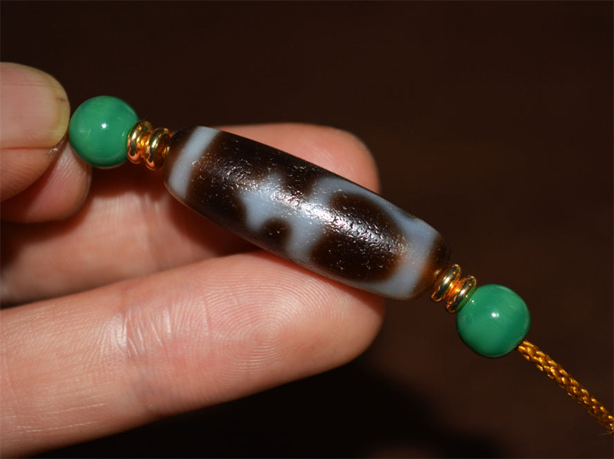 Real Ancient Tibetan Nectar Bottle Dzi Bead Amulet Himalaya Pure Baoping Gzi Pendant Genuine Old Antique Agate Talisman Bracelet