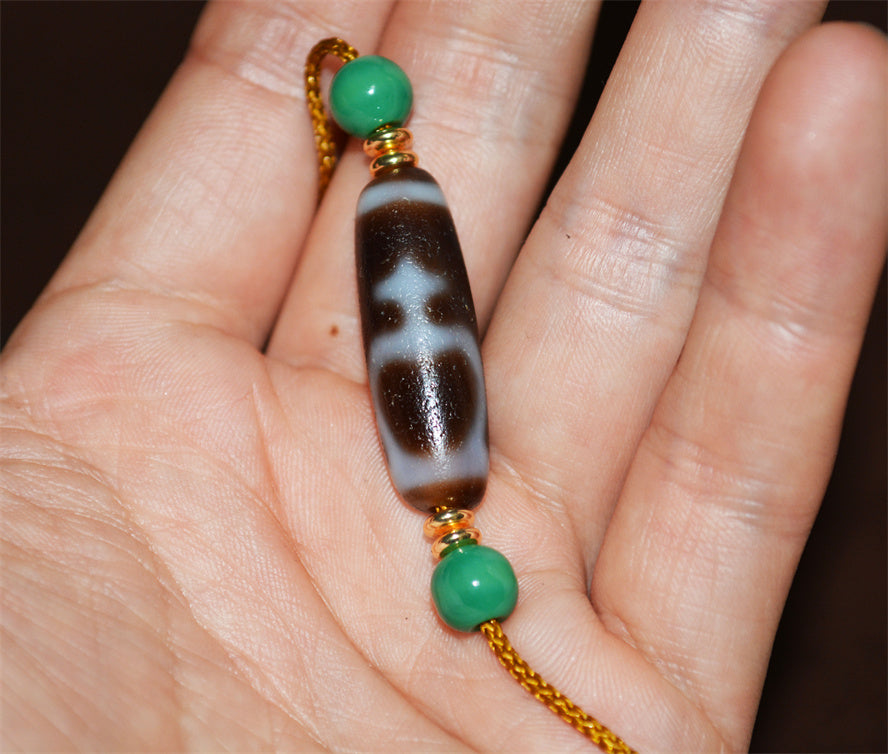 Real Ancient Tibetan Nectar Bottle Dzi Bead Amulet Himalaya Pure Baoping Gzi Pendant Genuine Old Antique Agate Talisman Bracelet