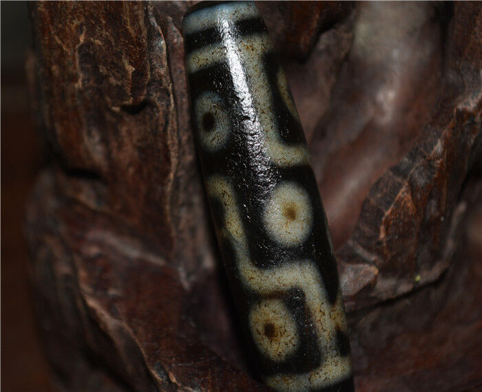 Real Ancient Tibetan Nine Eyes Dzi Bead Amulet Himalayan Pure 9 Eyed Gzi Pendant Genuine Old Antique Agate Talisman Bracelet