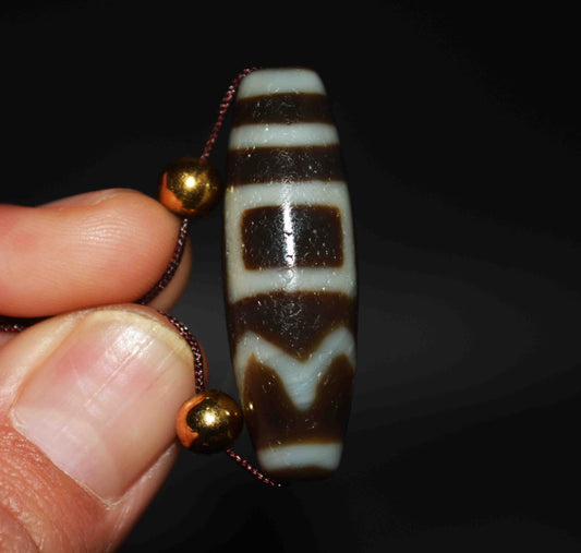 Real Ancient Tibetan Sakor Namkor Dzi Bead Amulet Himalaya Old Antique Genuine Agate Nepal Pure Heaven and Earth Gzi Pendant Talisman Bracelet