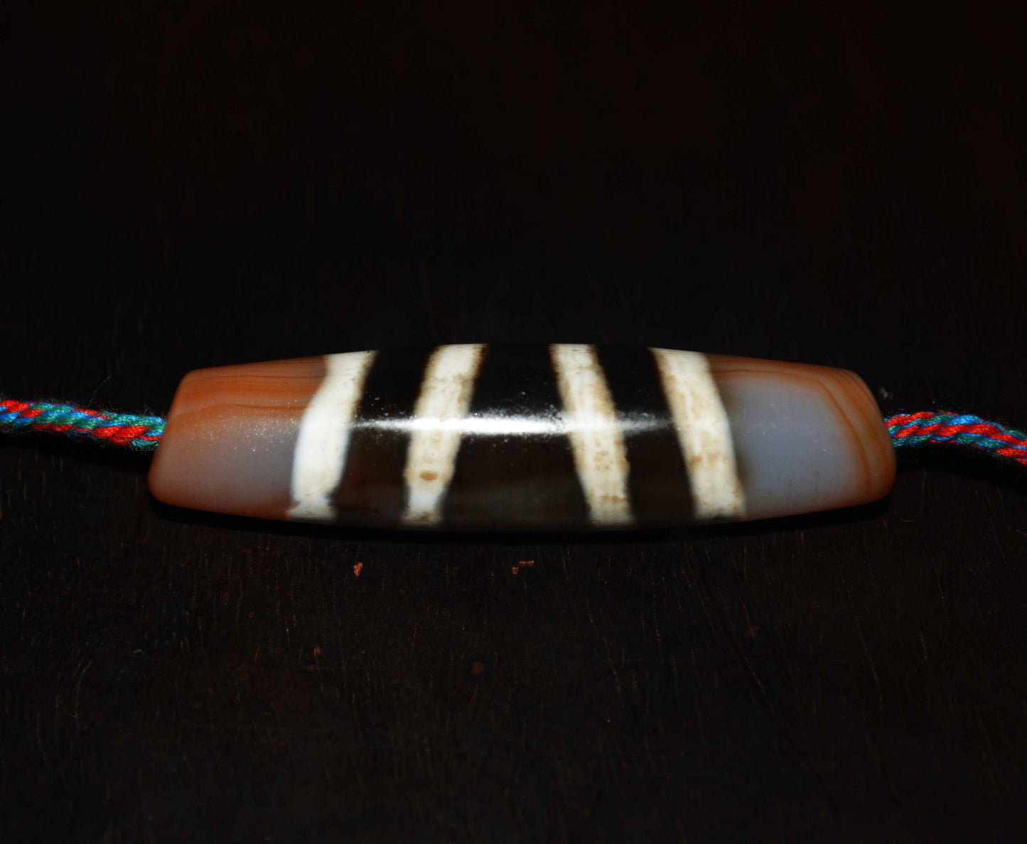 Real Ancient Tibetan Seven Stripes Dzi Bead Amulet Himalayan Agate  Genuine 4 Striped Gzi
