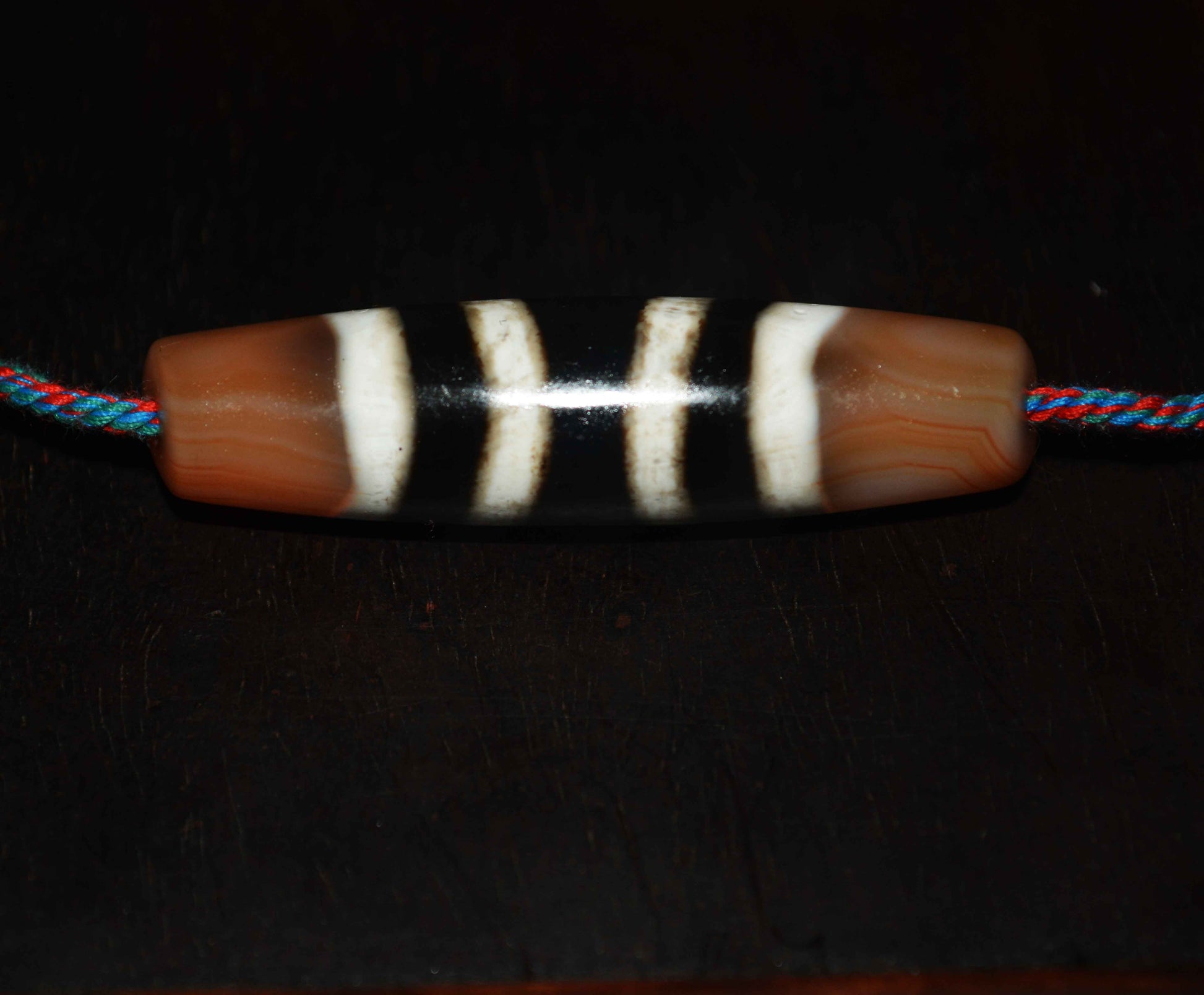 Real Ancient Tibetan Seven Stripes Dzi Bead Amulet Himalayan Agate  Genuine 4 Striped Gzi