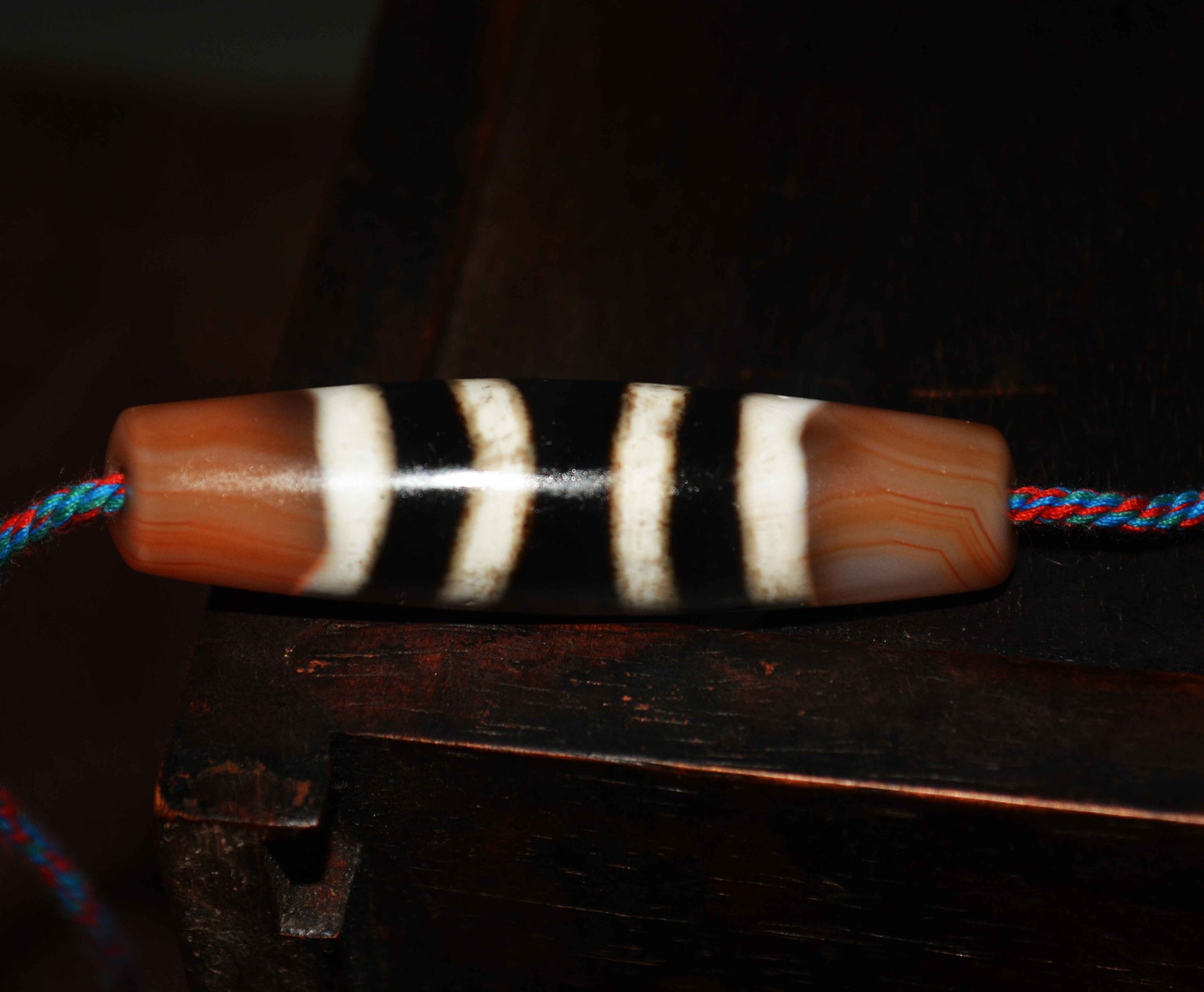 Real Ancient Tibetan Seven Stripes Dzi Bead Amulet Himalayan Agate  Genuine 4 Striped Gzi