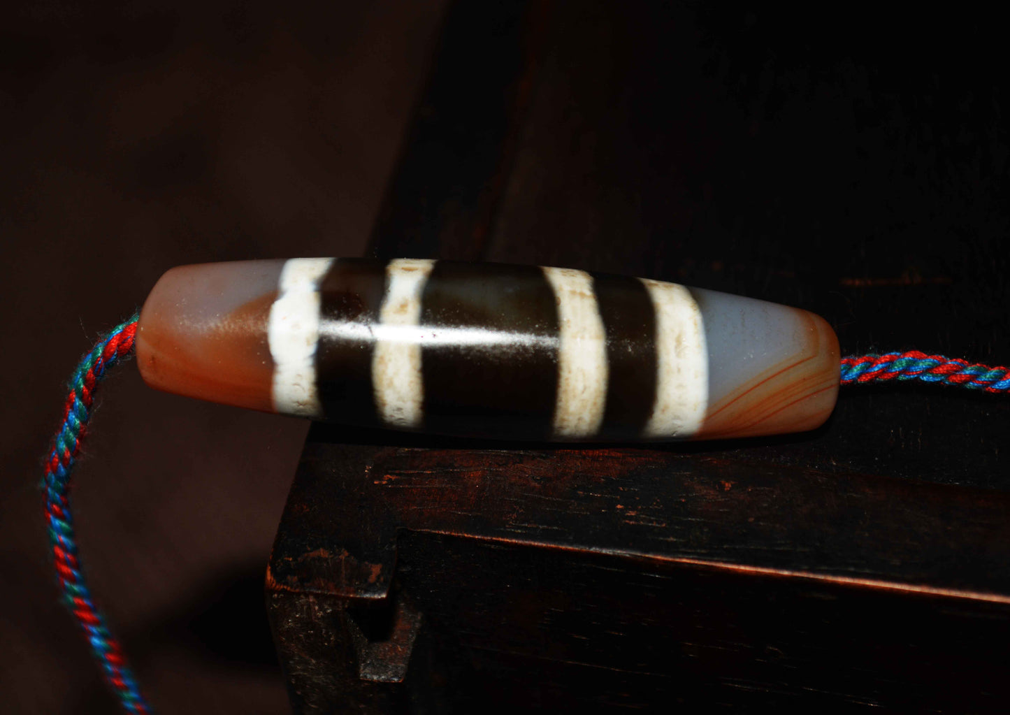 Real Ancient Tibetan Seven Stripes Dzi Bead Amulet Himalayan Agate  Genuine 4 Striped Gzi