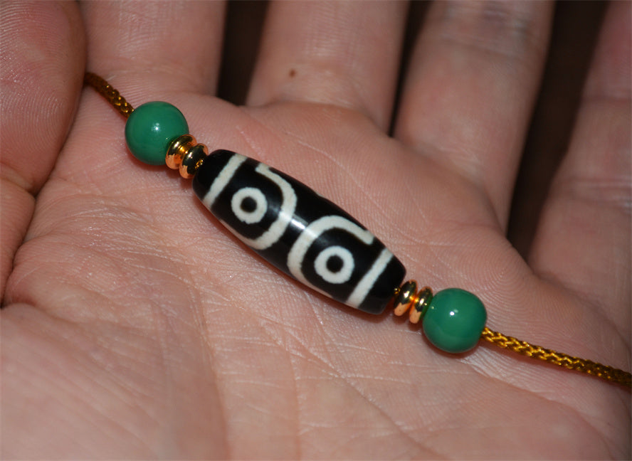 Real Ancient Tibetan Three Eyed Dzi Bead Amulet Himalaya Pure 3 Eyes Gzi Pendant Genuine Old Antique Agate Talisman Bracelet