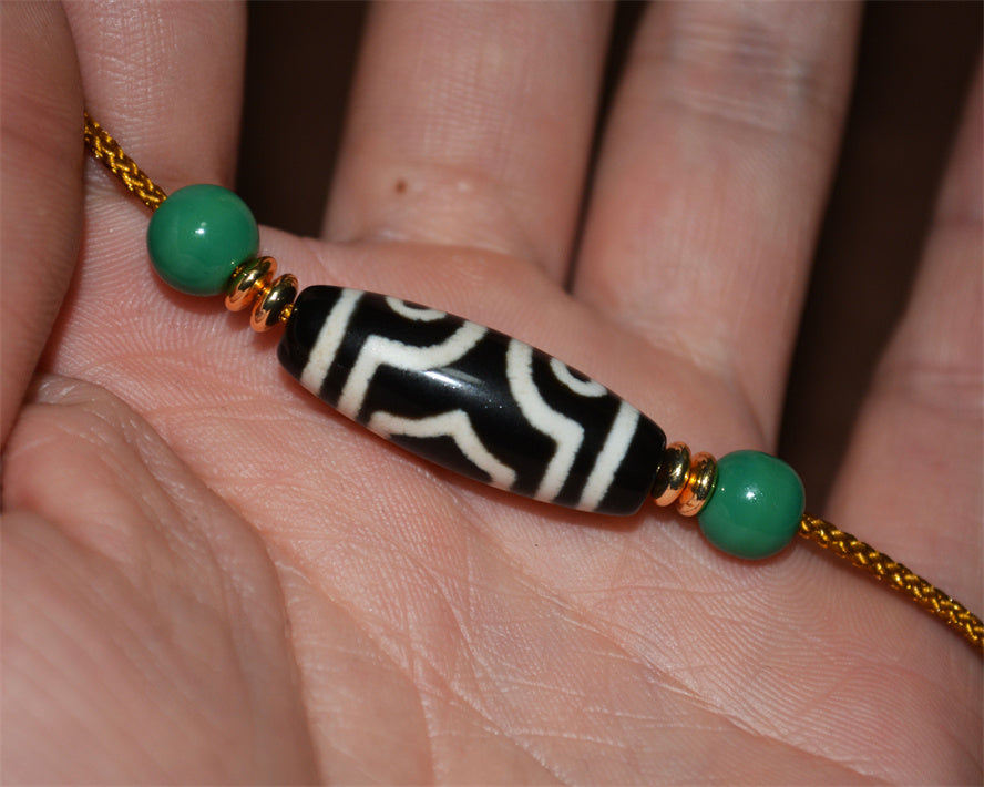 Real Ancient Tibetan Three Eyed Dzi Bead Amulet Himalaya Pure 3 Eyes Gzi Pendant Genuine Old Antique Agate Talisman Bracelet