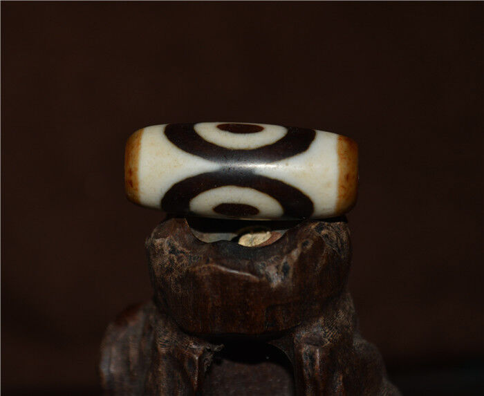 Real Ancient Tibetan Three Eyes Dzi Bead Amulet Himalayan Old Antique Genuine Agate Nepal 3 Eyed Pure Gzi Talisman Bracelet Pendant