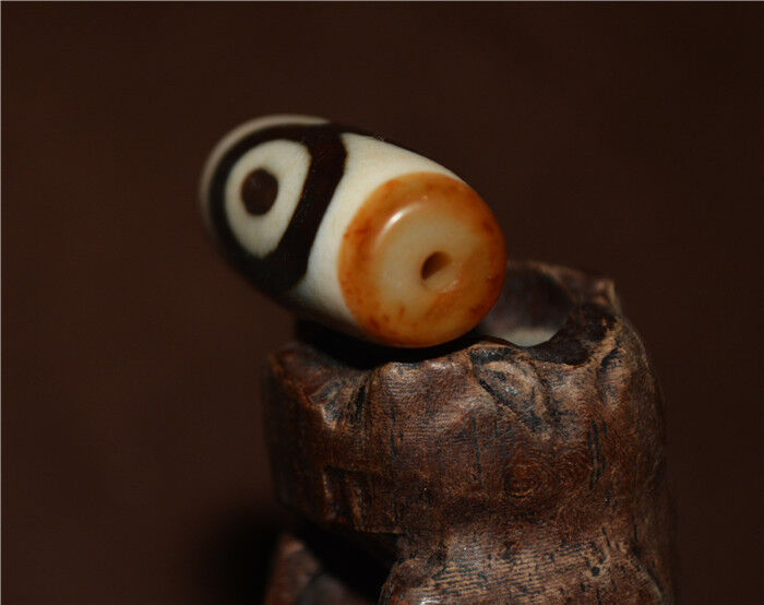 Real Ancient Tibetan Three Eyes Dzi Bead Amulet Himalayan Old Antique Genuine Agate Nepal 3 Eyed Pure Gzi Talisman Bracelet Pendant
