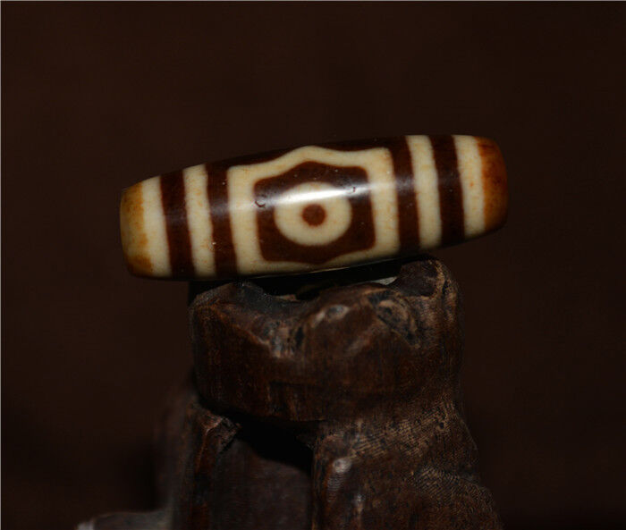 Real Ancient Tibetan Three Eyes Dzi Bead Amulet Himalayan Old Pendant Antique Genuine Agate Nepal 3 Eyed Pure Gzi Talisman Bracelet