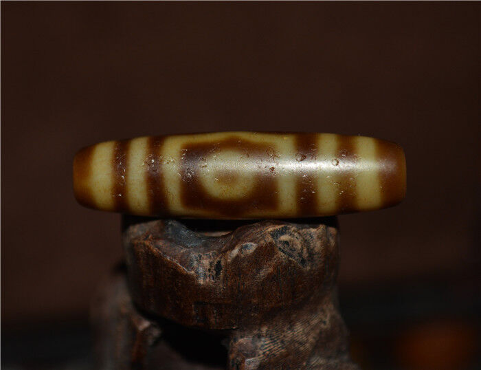 Real Ancient Tibetan Three Eyes Dzi Bead Pendant Amulet Himalayan Old Antique Genuine Agate Nepal 3 Eyed Pure Gzi Talisman Bracelet