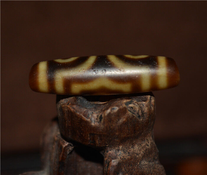 Real Ancient Tibetan Three Eyes Dzi Bead Pendant Amulet Himalayan Old Antique Genuine Agate Nepal 3 Eyed Pure Gzi Talisman Bracelet