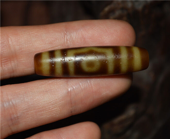 Real Ancient Tibetan Three Eyes Dzi Bead Pendant Amulet Himalayan Old Antique Genuine Agate Nepal 3 Eyed Pure Gzi Talisman Bracelet