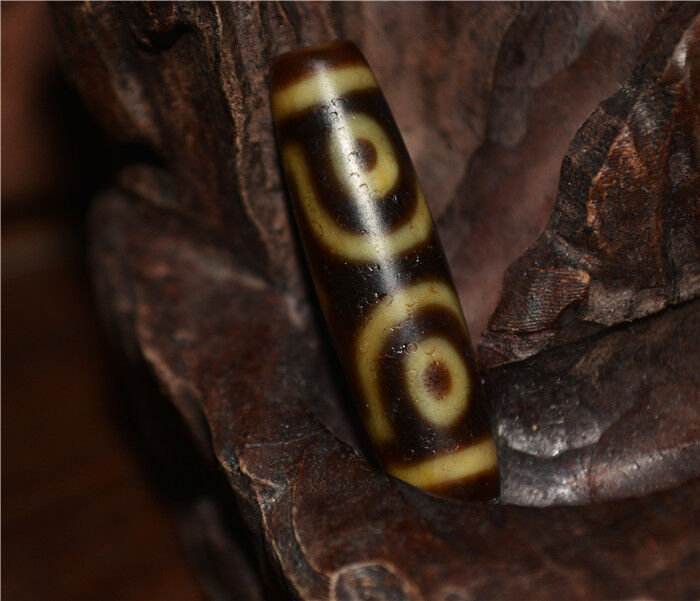 Real Ancient Tibetan Three Eyes Dzi Bead Pendant Amulet Himalayan Old Antique Genuine Agate Nepal 3 Eyed Pure Gzi Talisman Bracelet