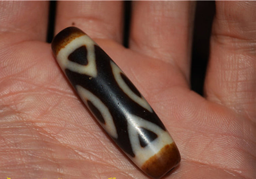 Real Ancient Tibetan Three Nine Eyes Dzi Bead Amulet Himalaya Diamond 9 Eyed Pure Gzi Pendant Genuine Old Antique Agate Talisman Bracelet