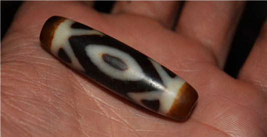 Real Ancient Tibetan Three Nine Eyes Dzi Bead Amulet Himalaya Diamond 9 Eyed Pure Gzi Pendant Genuine Old Antique Agate Talisman Bracelet