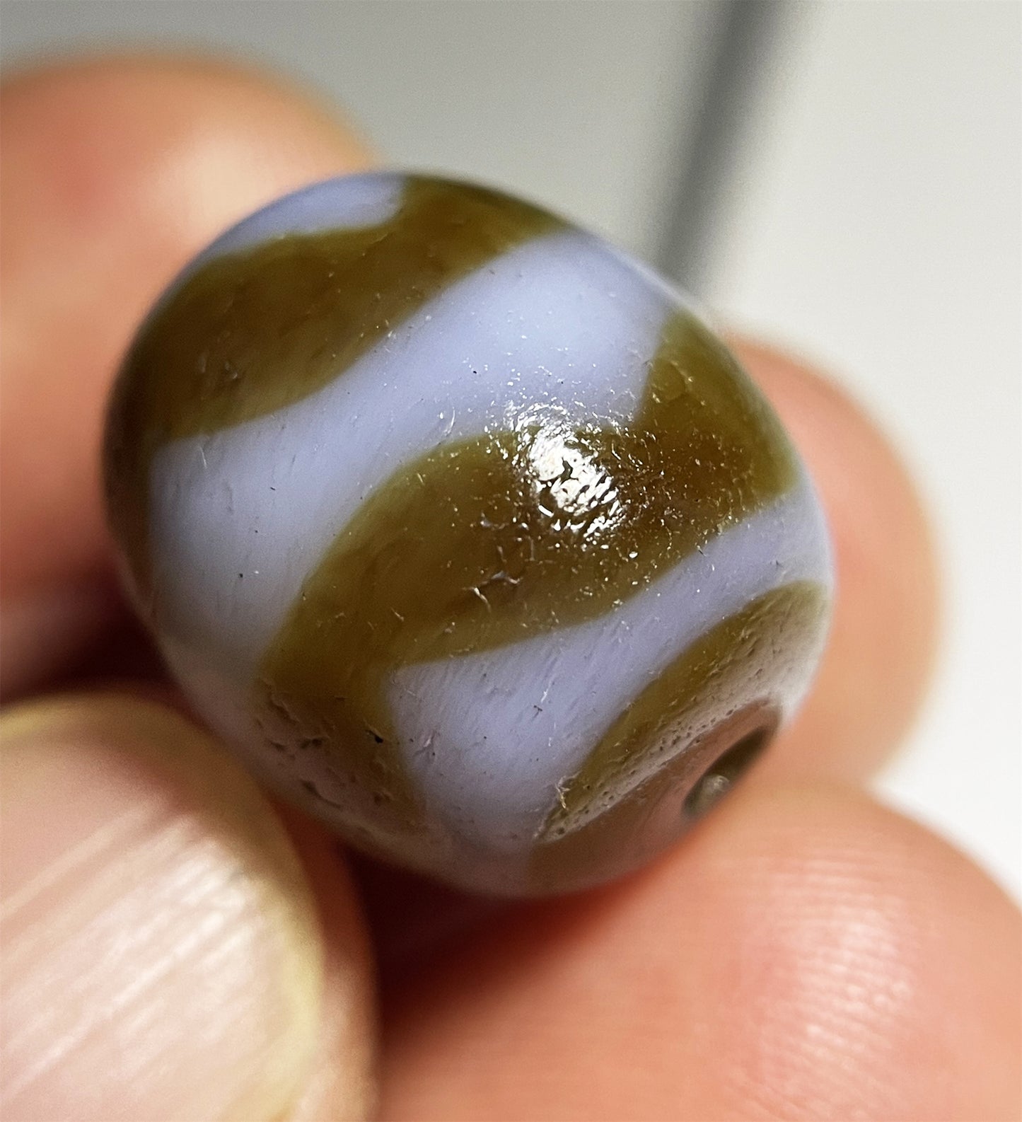 Real Ancient Tibetan Tiger Tooth Dzi Bead Amulet Agate Water Wave Himalaya Genuine Zigzag Gzi Pendant