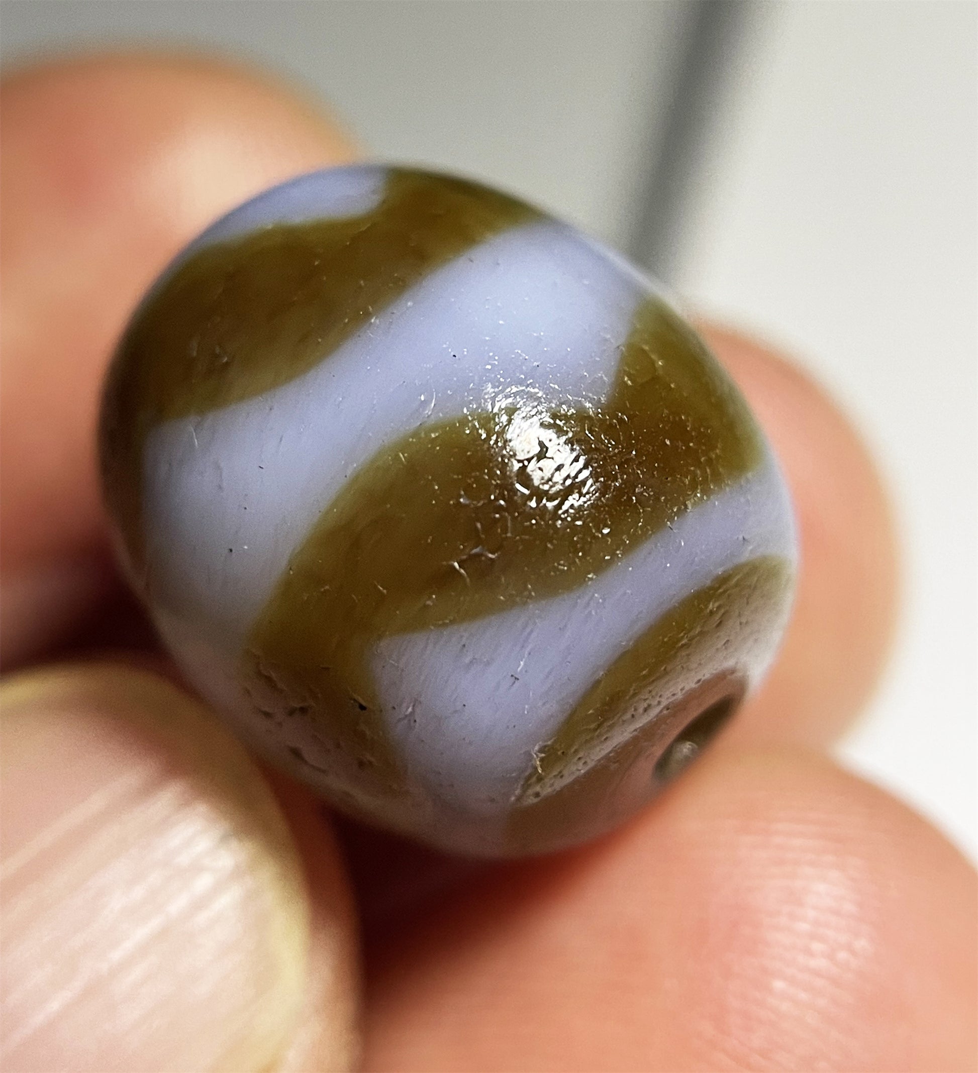 Real Ancient Tibetan Tiger Tooth Dzi Bead Amulet Agate Water Wave Himalaya Genuine Zigzag Gzi Pendant