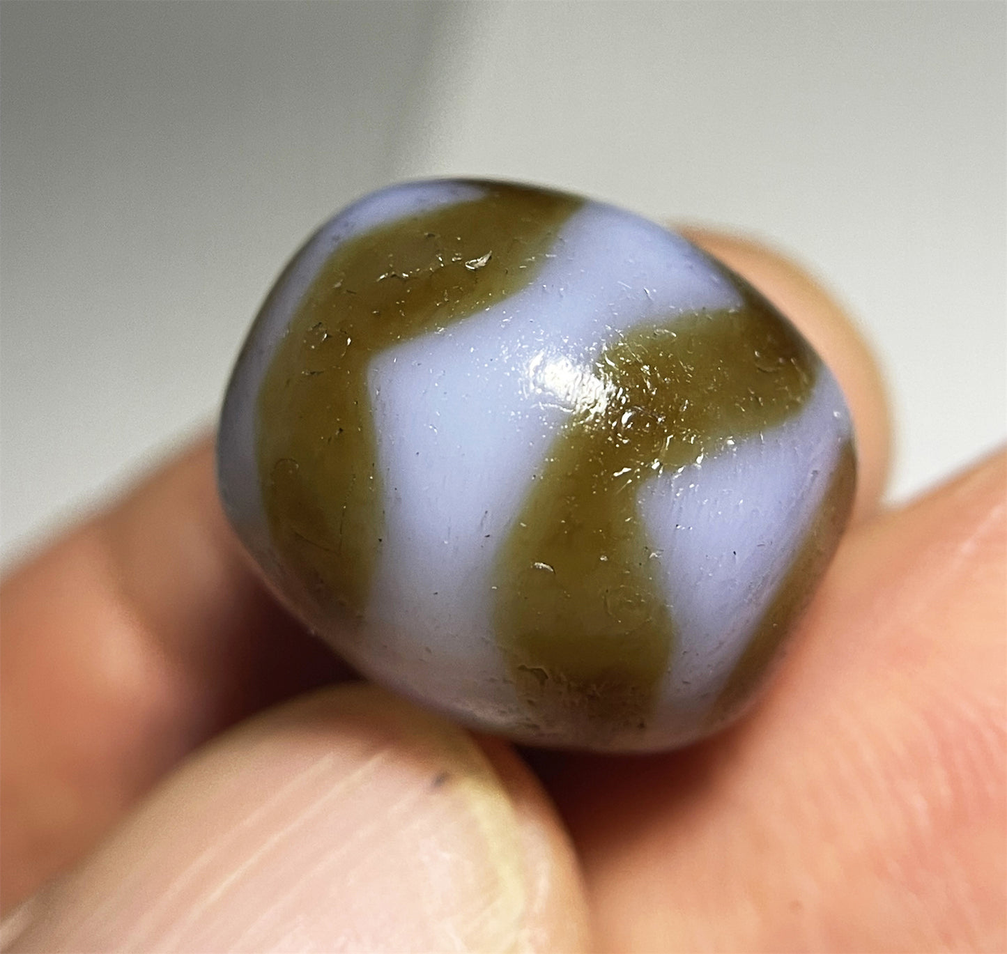 Real Ancient Tibetan Tiger Tooth Dzi Bead Amulet Agate Water Wave Himalaya Genuine Zigzag Gzi Pendant