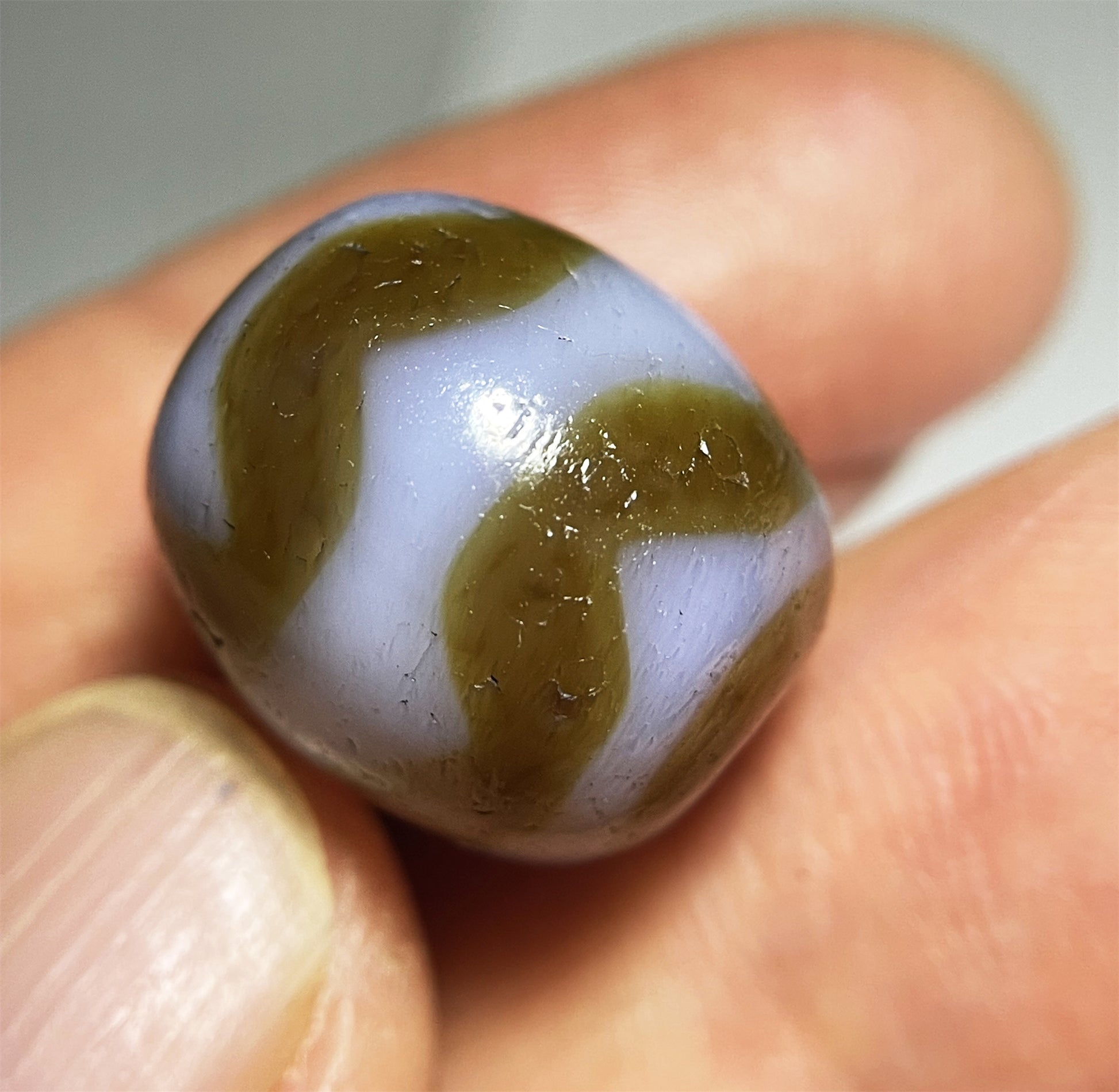 Real Ancient Tibetan Tiger Tooth Dzi Bead Amulet Agate Water Wave Himalaya Genuine Zigzag Gzi Pendant