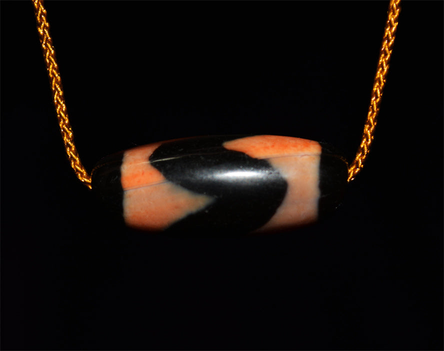 Real Ancient Tibetan Tiger Tooth Dzi Bead Amulet Himalaya Cinnabar Water Wave Pure Gzi Pendant Genuine Old Antique Bloodspot Agate ZigZag Talisman Bracelet