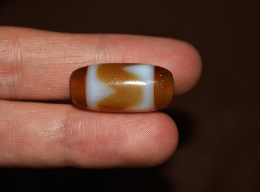 Real Ancient Tibetan Tiger Tooth Dzi Bead Amulet Himalaya Water Wave Pure Gzi Pendant Genuine Old Antique Agate ZigZag Talisman Bracelet