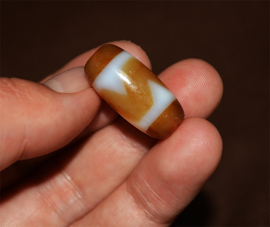 Real Ancient Tibetan Tiger Tooth Dzi Bead Amulet Himalaya Water Wave Pure Gzi Pendant Genuine Old Antique Agate ZigZag Talisman Bracelet