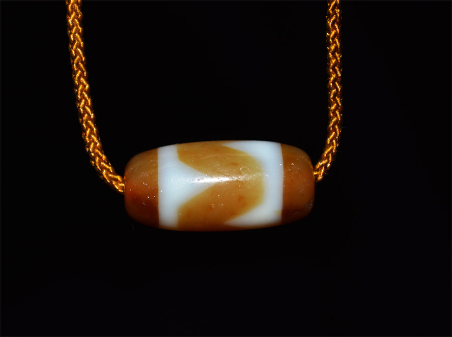 Real Ancient Tibetan Tiger Tooth Dzi Bead Amulet Himalaya Water Wave Pure Gzi Pendant Genuine Old Antique Agate ZigZag Talisman Bracelet