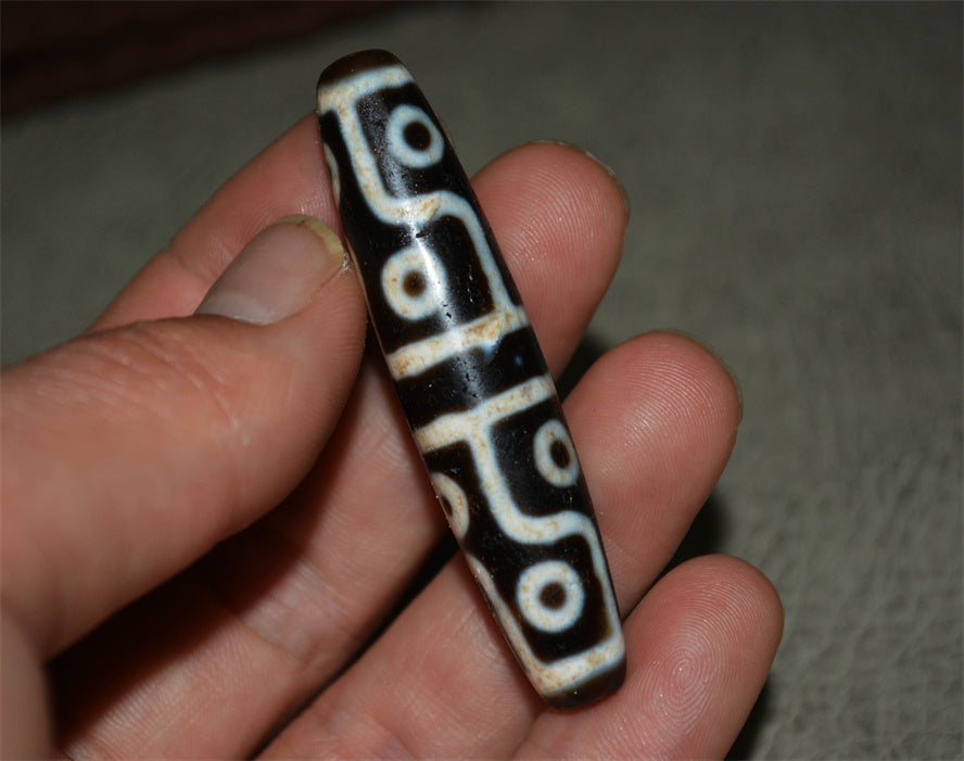 Real Ancient Tibetan Twelve Eyes Dzi Bead Amulet Himalaya Pure 12 Eyed Gzi Pendant Genuine Old Antique Agate Talisman