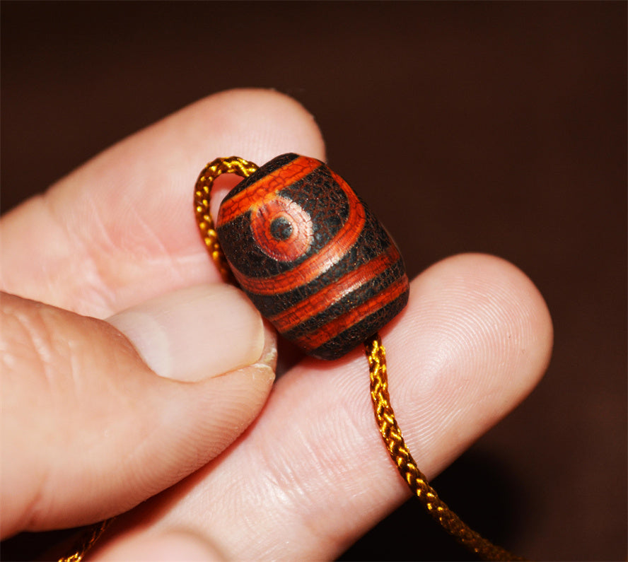 Real Ancient Tibetan Two Eyes Dzi Bead Amulet Himalaya 2 Eyed Pure Gzi Pendant Genuine Old Antique Agate Talisman Bracelet