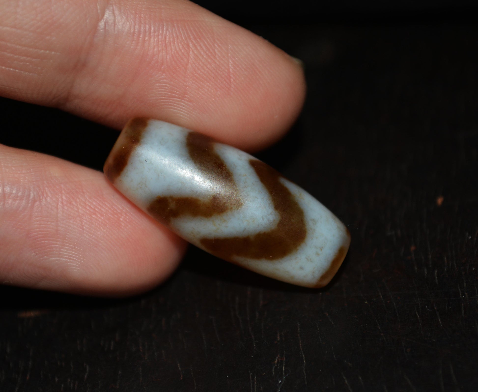 Real Ancient Tibetan Water Wave Dzi Bead Amulet Himalaya Pure Tiger Tooth Gzi Pendant Genuine Old Antique Agate ZigZag Talisman Bracelet