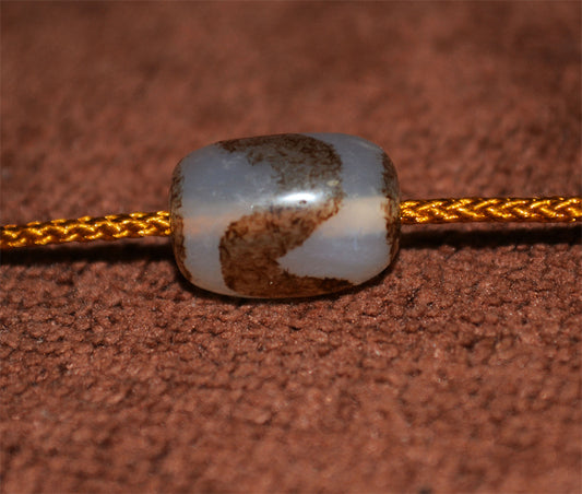 Real Ancient Tibetan Water Wave Dzi Bead Amulet Himalaya Pure Tiger Tooth Gzi Pendant Genuine Old Antique Agate ZigZag Talisman