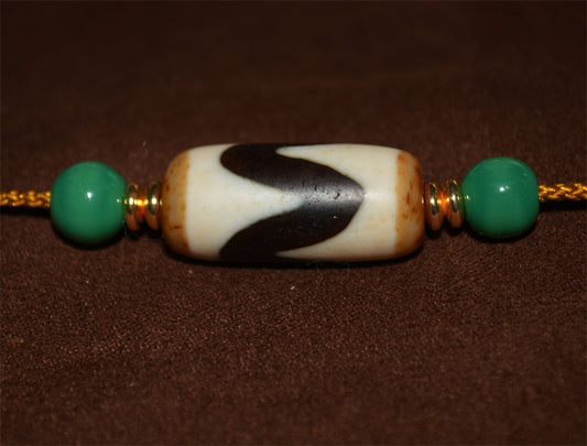 Real Ancient Tibetan Water Wave Dzi Bead Amulet Himalaya Pure Tiger Tooth Gzi Pendant Genuine Old Antique Agate ZigZag Talisman Bracelet