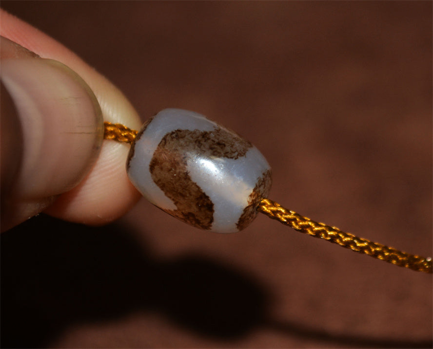 Real Ancient Tibetan Water Wave Dzi Bead Amulet Himalaya Pure Tiger Tooth Gzi Pendant Genuine Old Antique Agate ZigZag Talisman