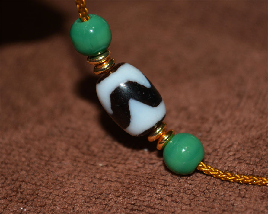 Real Ancient Tibetan Water Wave Dzi Bead Amulet Himalaya Pure Tiger Tooth Gzi Pendant Genuine Old Antique Agate ZigZag